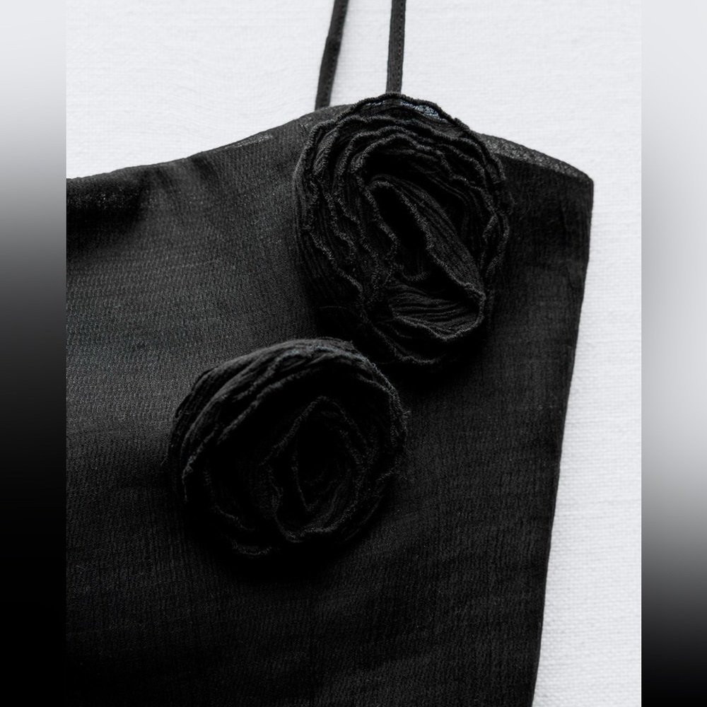 Zara Black Ruffle Trim Top - Picture 5 of 5